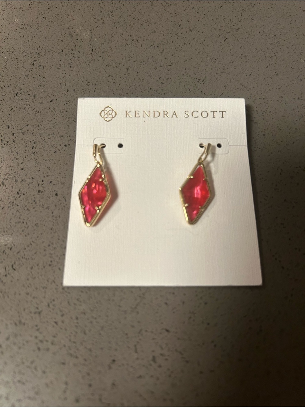 Kendra Scott Hot Pink Gold Kite Drop Earrings